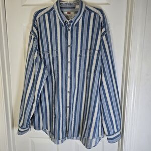 Levi's Vintage Blue‎ Striped Men's Cotton Button Down Shirt XL